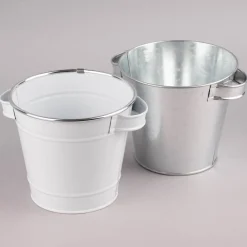 Metalleimer mit Griffen silberfarben 19,5x16,5x14,5cm