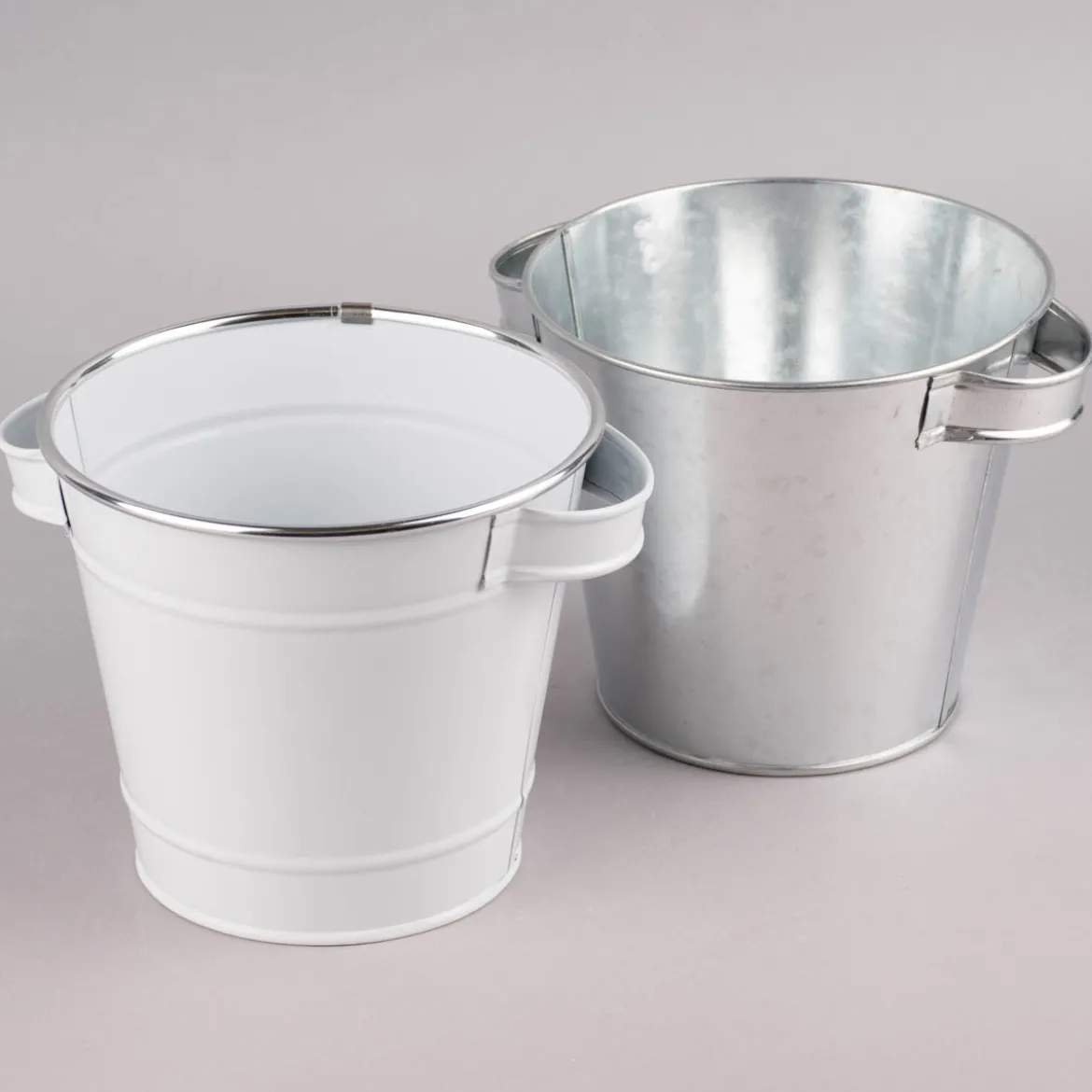 Metalleimer mit Griffen silberfarben 19,5x16,5x14,5cm