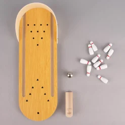Mini Bowling Spiel Holz natur 30x10cm
