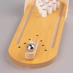 Mini Bowling Spiel Holz natur 30x10cm