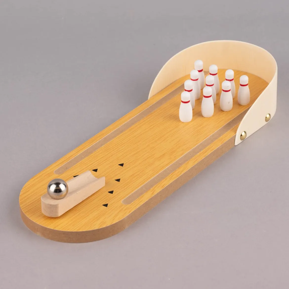 Mini Bowling Spiel Holz natur 30x10cm