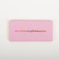 Mini-Schokotafel "abersowasvonglückwunsch" rosa goldveredelt 30g von Grafik Werkstatt