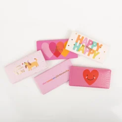 Mini-Schokotafel "Happy Birthday to you" Hund mit Blume rosa goldveredelt 30g von Grafik Werkstatt