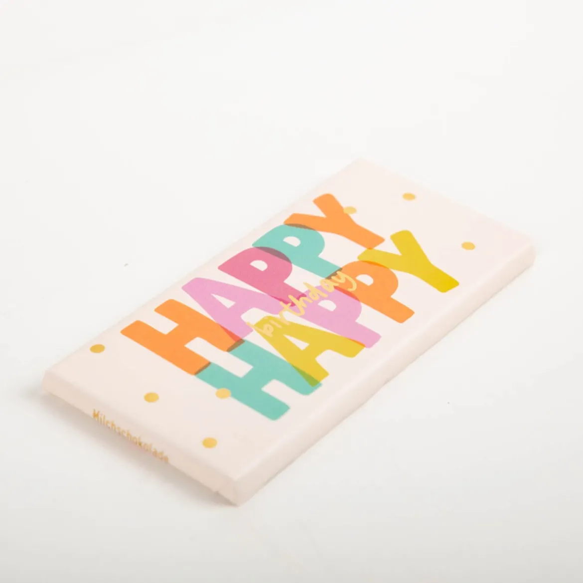 Mini-Schokotafel "Happy Happy Birthday" goldveredelt 30g von Grafik Werkstatt