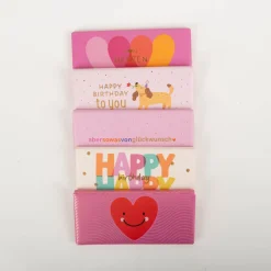 Mini-Schokotafel "Happy Happy Birthday" goldveredelt 30g von Grafik Werkstatt