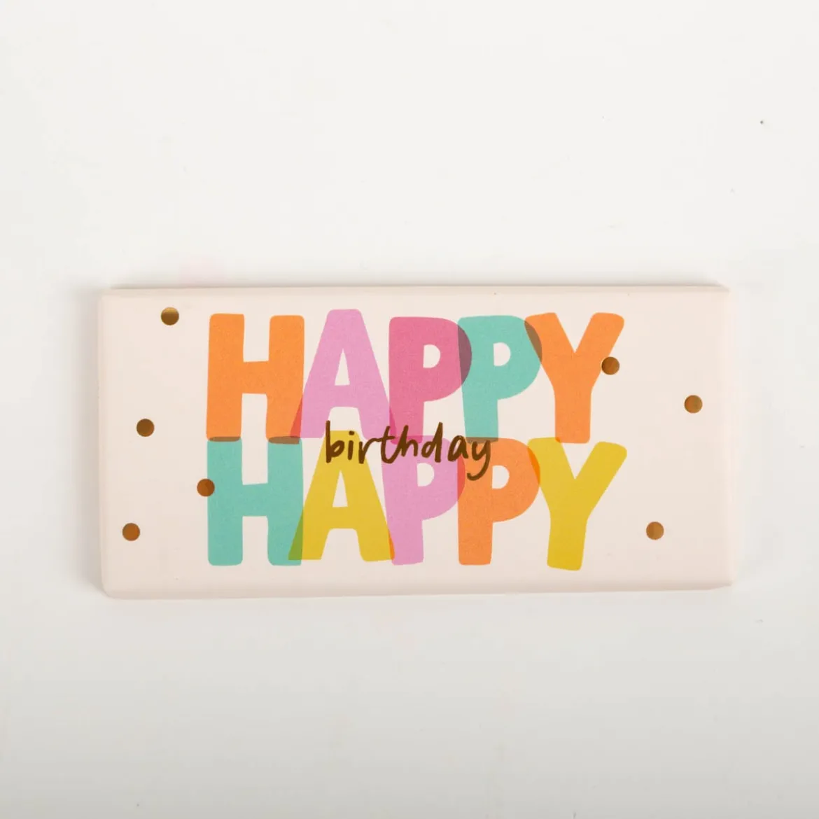 Mini-Schokotafel "Happy Happy Birthday" goldveredelt 30g von Grafik Werkstatt