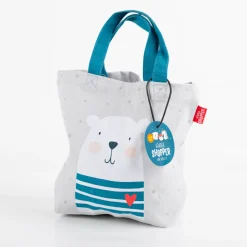 Minishopper Eisbär aus Baumwolle grau 24x10x21cm von La Vida