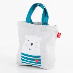 Minishopper Eisbär aus Baumwolle grau 24x10x21cm von La Vida