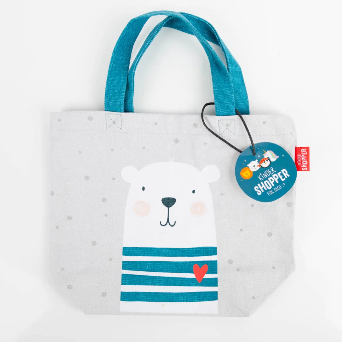 Minishopper Eisbär aus Baumwolle grau 24x10x21cm von La Vida