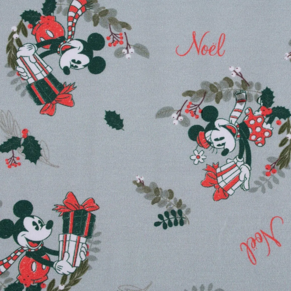 Minnie & Mickey French Terry Digitaldruck Weihnachten grau 1,58m Breite