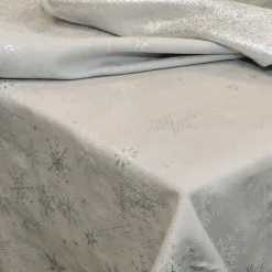 Mitteldecke Tischdecke Crystal Eiskristalle Schneeflocken Metallic Glitzer grau silberfarbig 90x90cm