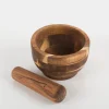 Mörser Set aus Akazienholz in Brauntönen 13x8cm