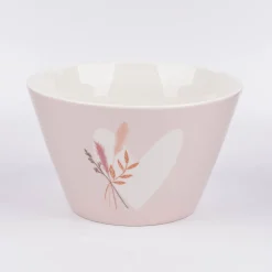 Müslischale aus Porzellan Herz mit Strauß rosa pastell 14x9cm von der Schreibkram Manufaktur