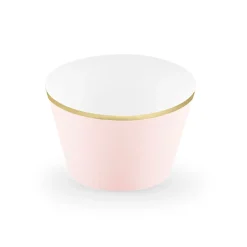Muffin Cupcake Förmchen mit goldfarbigem Rand hellrosa 6 Stück 5x7,5x5cm