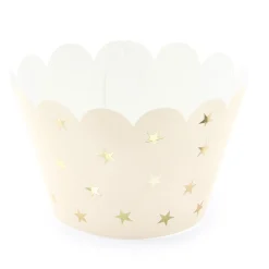 Muffin Cupcake Förmchen mit goldfarbigen Sternchen light peach 6 Stück 5x7,5x5cm