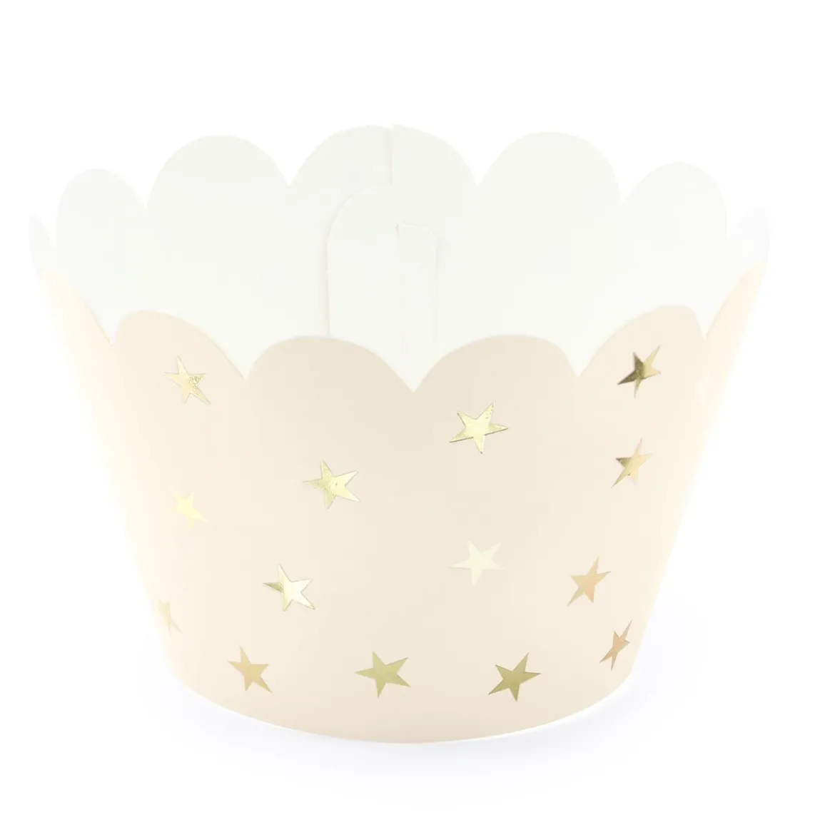 Muffin Cupcake Förmchen mit goldfarbigen Sternchen light peach 6 Stück 5x7,5x5cm