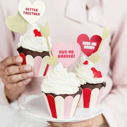 Muffin Cupcake Förmchen Streifen 6 Stück rot rosa weiß 5x7,5x5cm