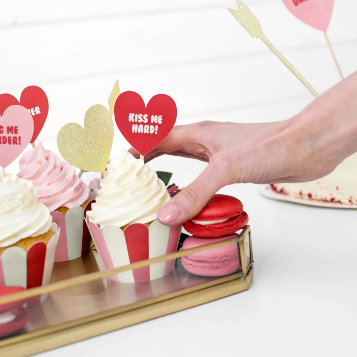Muffin Cupcake Förmchen Streifen 6 Stück rot rosa weiß 5x7,5x5cm