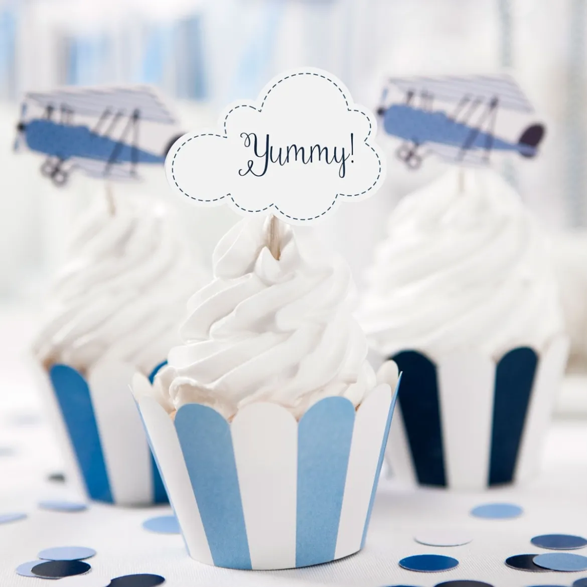 Muffin Cupcake Förmchen Streifen 6 Stück blau weiß 5x7,5x5cm