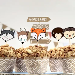 Muffin Cupcake Förmchen und Stecker 6er Set Waldfreunde braun 5x7,5x5cm