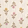 Musselin Stoff Baumwolle Aesa Blümchen Streifen ecru rosa gelb grün 1,30m Breite