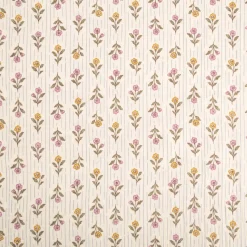 Musselin Stoff Baumwolle Aesa Blümchen Streifen ecru rosa gelb grün 1,30m Breite