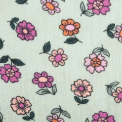 Musselin Stoff Baumwolle Blümchen mintgrün rosa 1,30m Breite