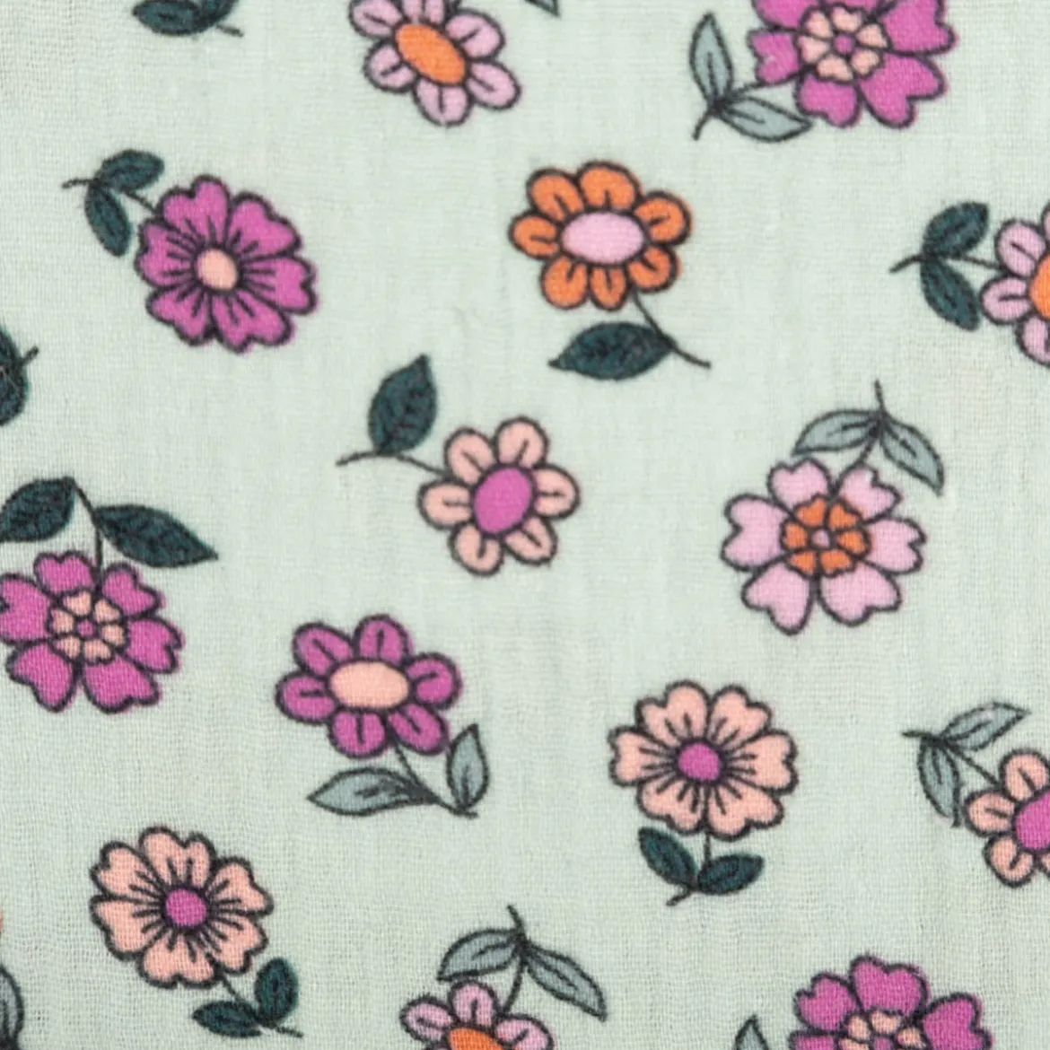 Musselin Stoff Baumwolle Blümchen mintgrün rosa 1,30m Breite