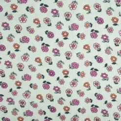 Musselin Stoff Baumwolle Blümchen mintgrün rosa 1,30m Breite
