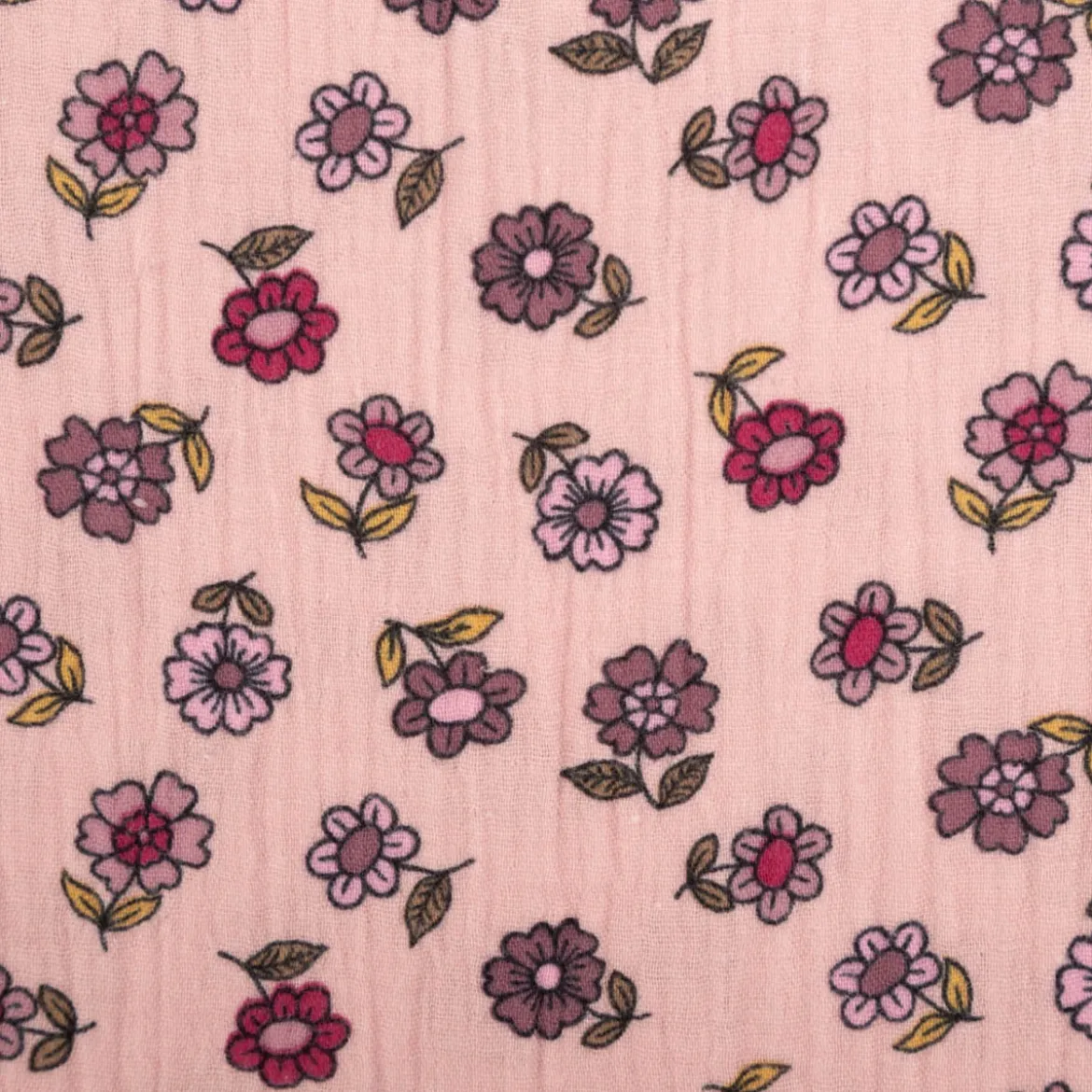 Musselin Stoff Baumwolle Blümchen rosa 1,30m Breite