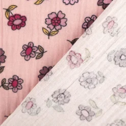 Musselin Stoff Baumwolle Blümchen rosa 1,30m Breite