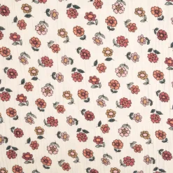 Musselin Stoff Baumwolle Blümchen ecru rosa rot 1,30m Breite