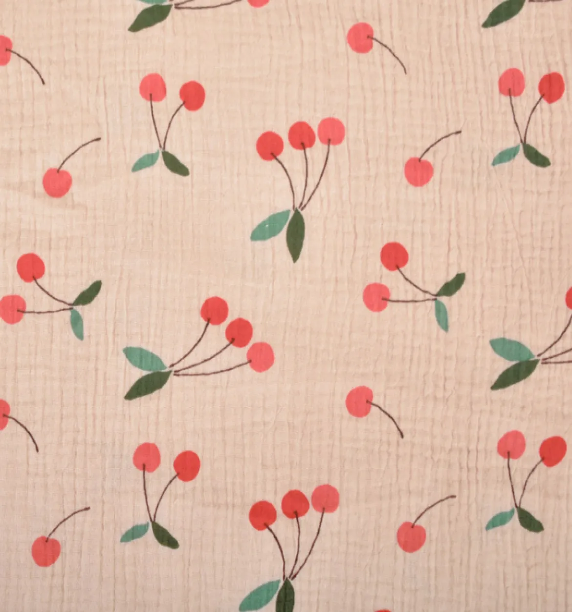 Musselin Stoff Baumwolle Clafoutis Kirschen nude-rosa rot 1,30m Breite
