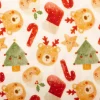 Musselin Stoff Baumwolle Digitaldruck Rufo Weihnachtsbären Zuckerstangen ecru rot 1,30m Breite