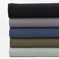 Musselin Stoff Baumwolle DOBBY Knötchen einfarbig jeansblau 1,35m Breite