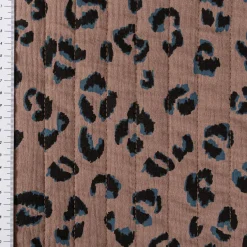 Musselin Stoff Baumwolle FAUVE Doubleface Leo-Print braun 1,30m Breite