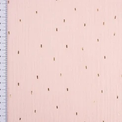 Musselin Stoff Baumwolle Foliendruck Konfetti Striche einfarbig rosa goldfarbig 1,35m Breite