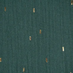 Musselin Stoff Baumwolle Foliendruck Konfetti Striche einfarbig dunkelgrün goldfarbig 1,35m Breite
