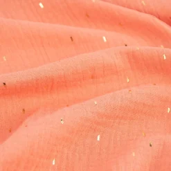 Musselin Stoff Baumwolle Foliendruck Konfetti Striche einfarbig apricot goldfarbig 1,35m Breite