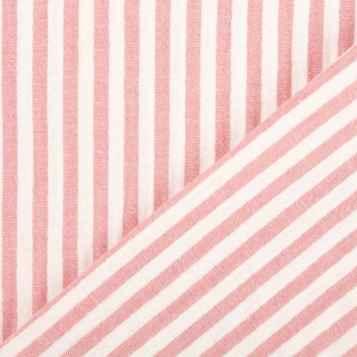 Musselin Stoff Baumwolle garngefärbt Streifen rosa weiß 1,25m Breite