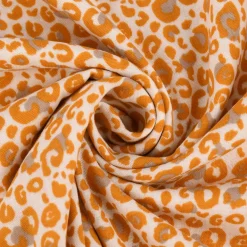 Musselin Stoff Baumwolle glatt Leopardenmuster weiß beige ocker 1,35m Breite