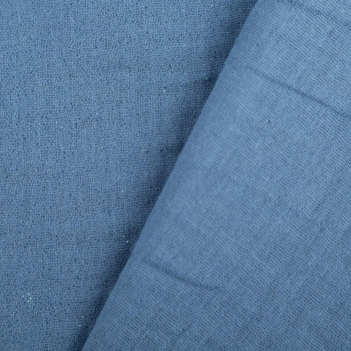 Musselin Stoff Baumwolle Glitzer Blau 1,35m Breite