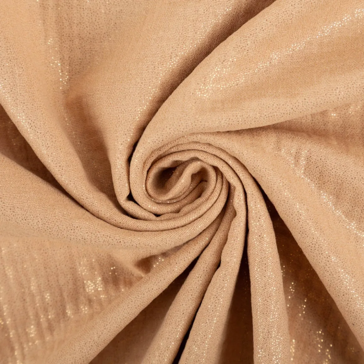 Musselin Stoff Baumwolle Glitzer Beige 1,36m Breite