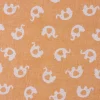 Musselin Stoff Baumwolle Jacquard Doubleface Elefanten gelb meliert weiß 1,45m Breite