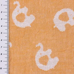 Musselin Stoff Baumwolle Jacquard Doubleface Elefanten gelb meliert weiß 1,45m Breite