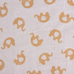 Musselin Stoff Baumwolle Jacquard Doubleface Elefanten gelb meliert weiß 1,45m Breite