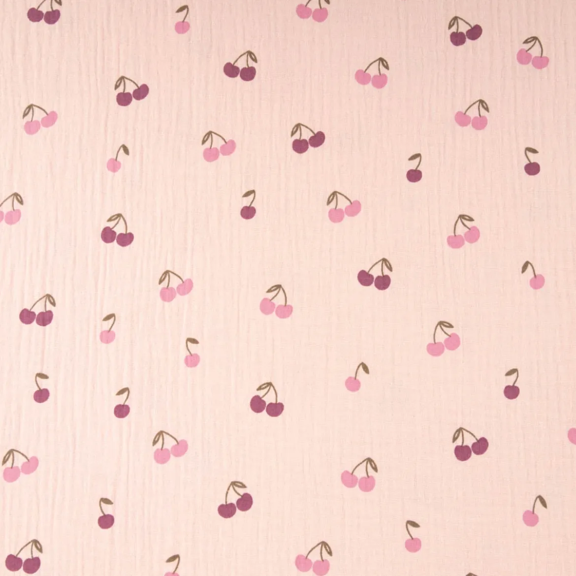 Musselin Stoff Baumwolle Kirschen rosa 1,33m Breite