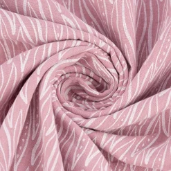 Musselin Stoff Baumwolle LEAVES geometrische Blätter rosa weiß 1,35m Breite