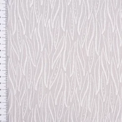 Musselin Stoff Baumwolle LEAVES geometrische Blätter hellgrau weiß 1,35m Breite