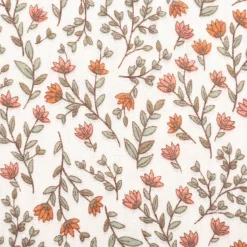 Musselin Stoff Baumwolle Madeleine Mini Blumen Blätter beige 1,30m Breite